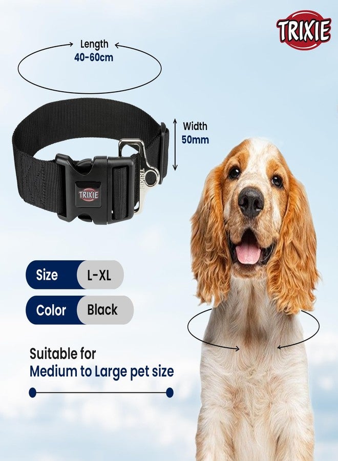 TRIXIE Nylon Extra Wide Premium Collar For Dogs, Adjustable Buckle Closure Dog Neck Belt, Durable And Tear Proof, Useful For Walking And Training (M-L, Black),40 cm,W_5 cm - Image 2